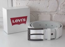 Мужской кожаный белый ремень Levis / чоловічий ремінь білий шкіряний
