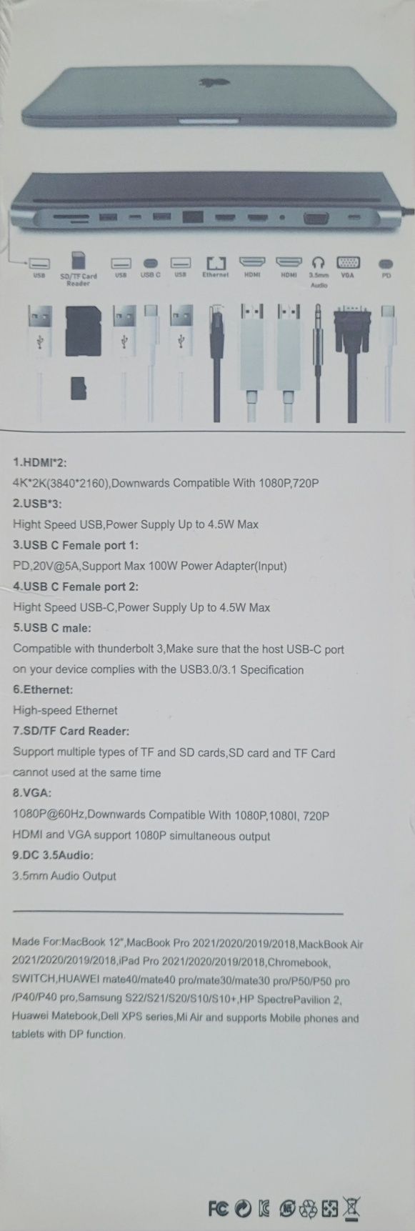 Stacja dokująca, hub USB-C 12 w 1