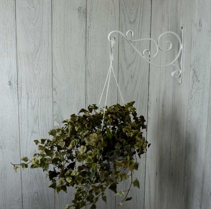 Wieszak Hak Uchwyt metalowy kuty na doniczkę - Biały Antyczny (W06)