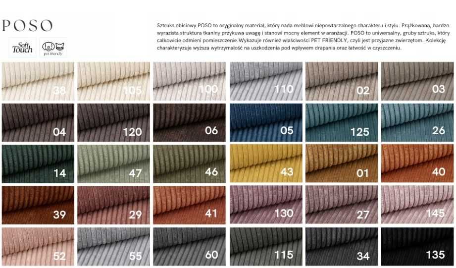 Narożnik kanapa NOYO 230 cm funkcja spania rogówka pojemnik bonell