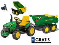Traktorek JOHN DEERE + przyczepka dwuosiowa HALF PIPE na akumulator