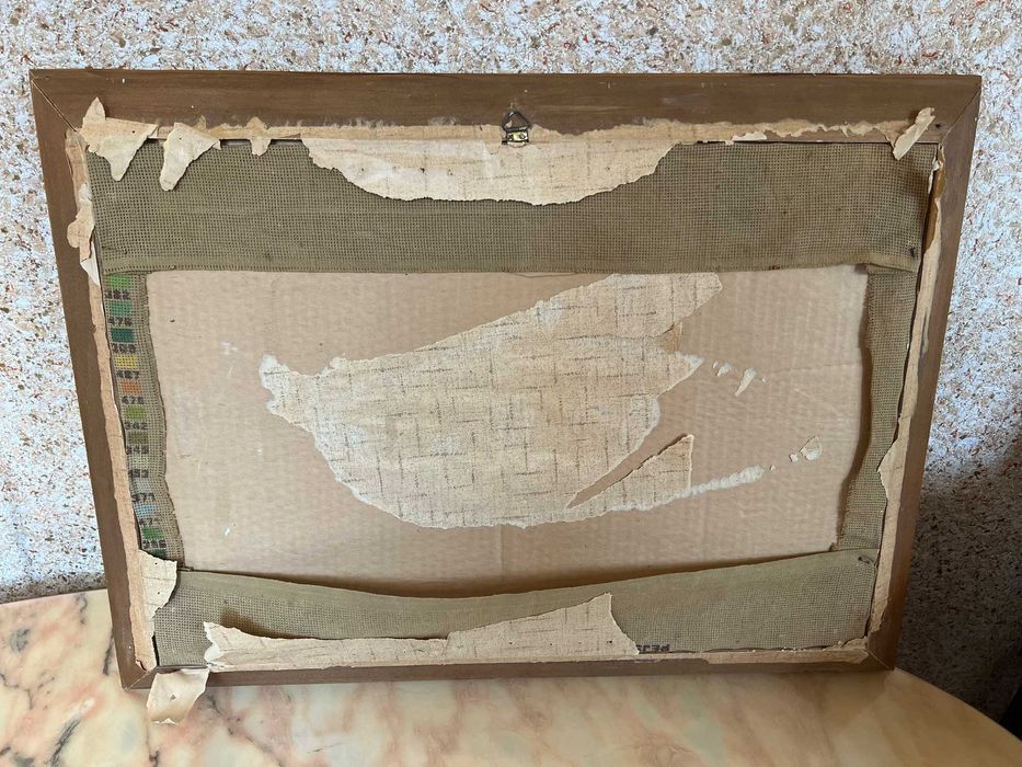 Stylowy Obraz Haftowany Rękodzieło * Vintage * B84