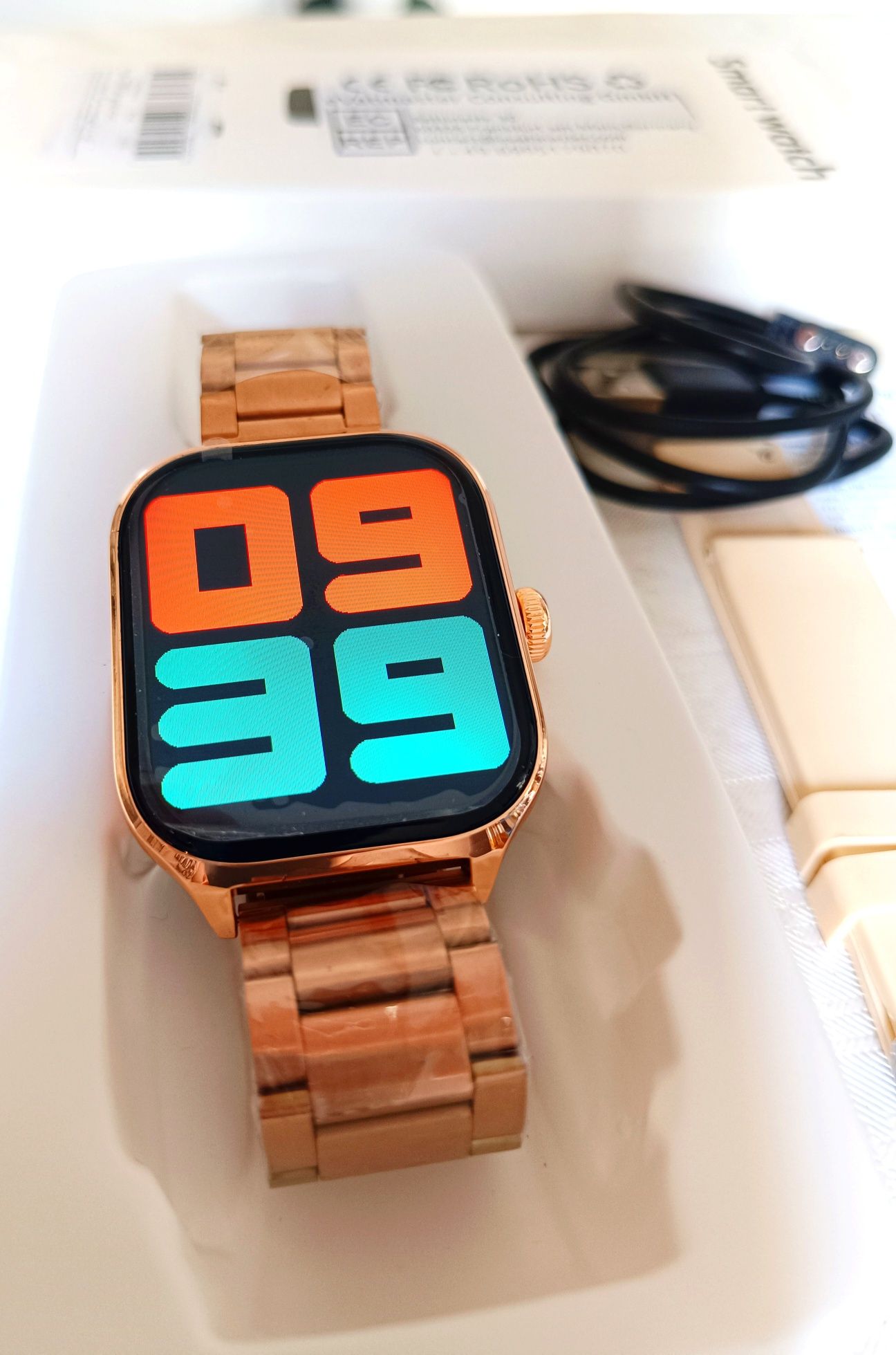 Piękny Nowy Damski Smartwatch Złoty Zegarek Medyczny Pomiar Cukru