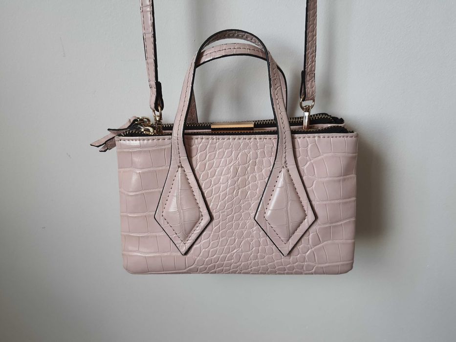 torebka ZARA na bigiel mini city bag mała pastelowy róż różowa