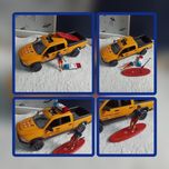 Bruder pick up samochód patrolowy, surfer, deska, wiosło