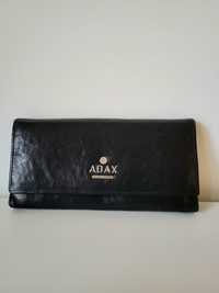 Czarny skórzany duży portfel damski Adax Copenhagen