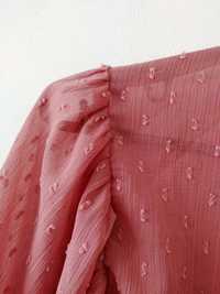 Pudrowy brudny róż bluzka w kropeczki plumeti plumetti vintage retro