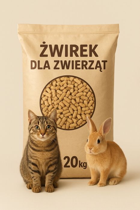 Pellet żwirek drewniany jasny z trociny dla zwierząt 20kg