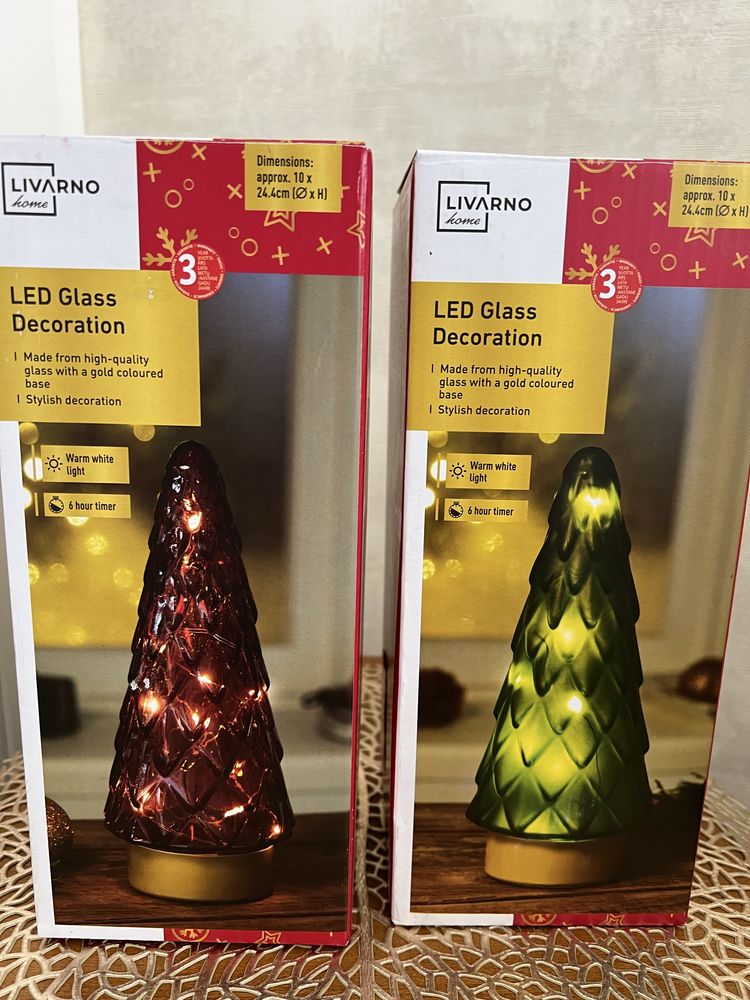LIVARNO podświetlane choinki szklane led  - 2 sztuki (komplet)