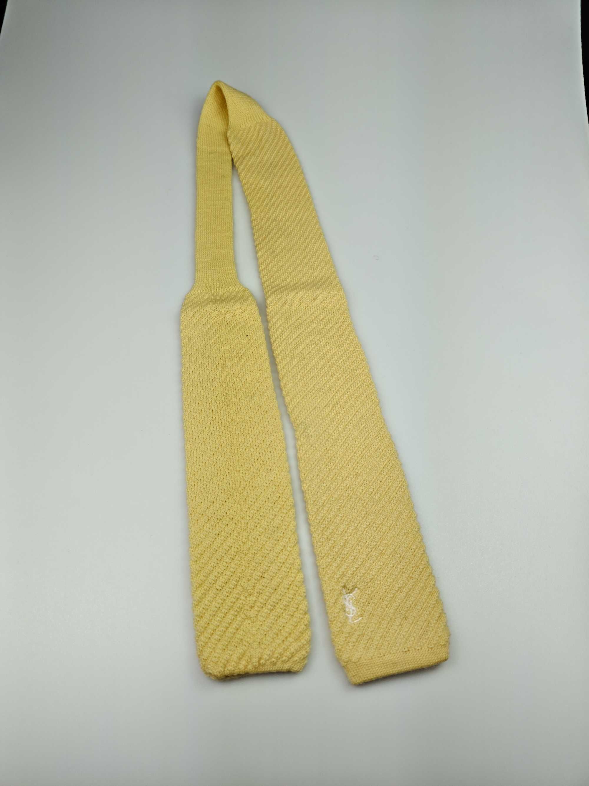 Yves Saint Laurent żółty krawat knit wełniany wrz114