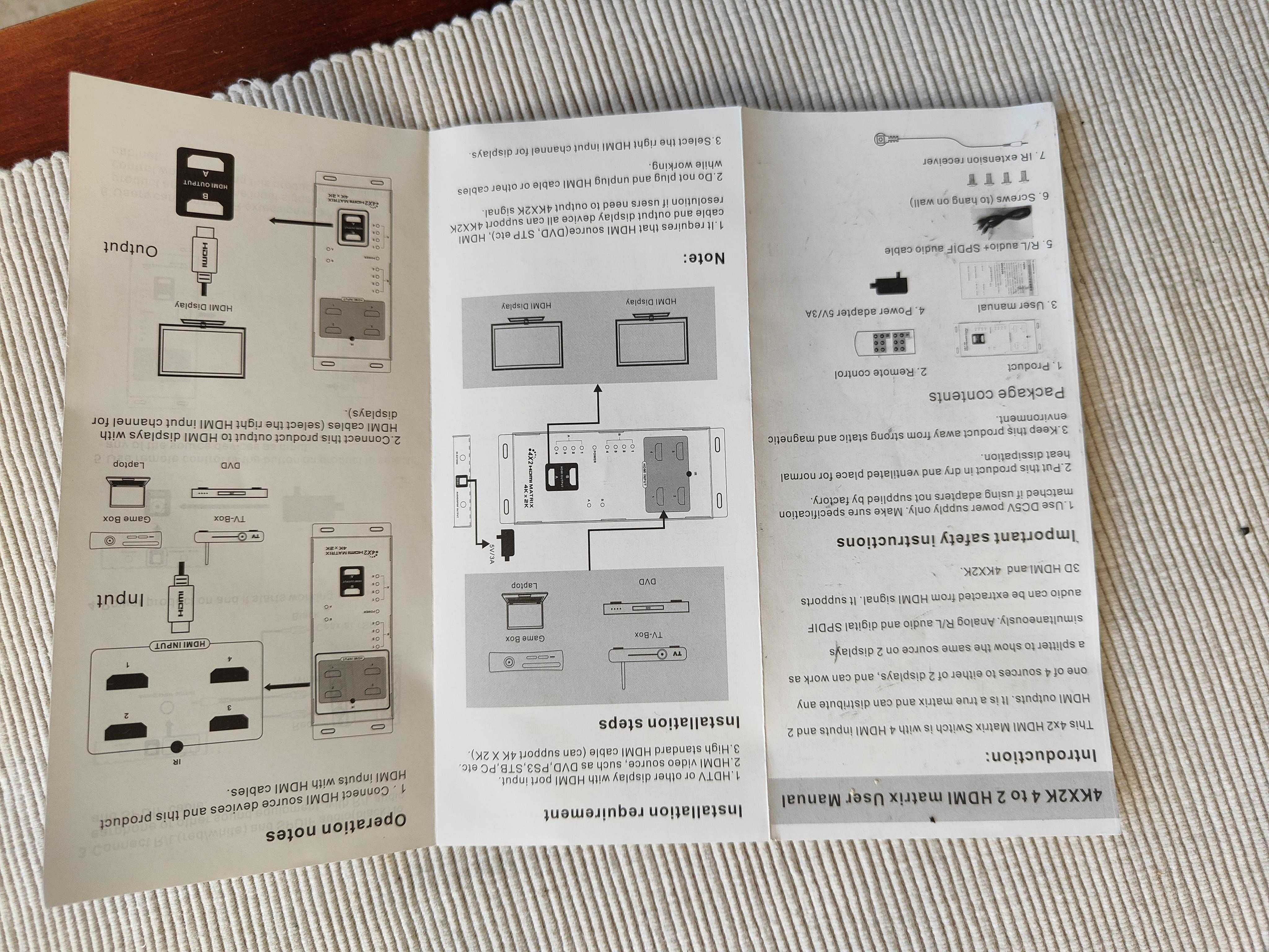 HDMI Matrix 4x2 4K 3D