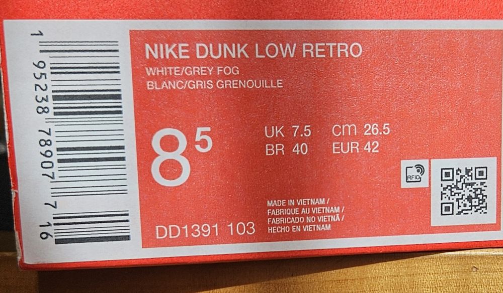 Tenis/Sapatilhas NIKE Dunk Low Retro white/grey