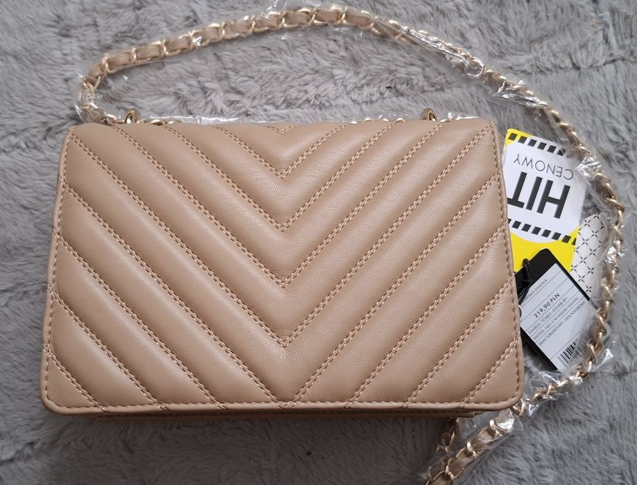 Beżowa torebka OCHNIK – nowa z metką, złoty łańcuszek