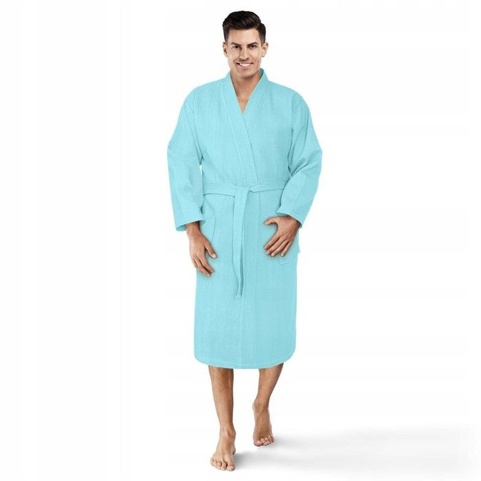 Szlafrok Kimono Gofer Bawełniany Unisex S/m Mięta