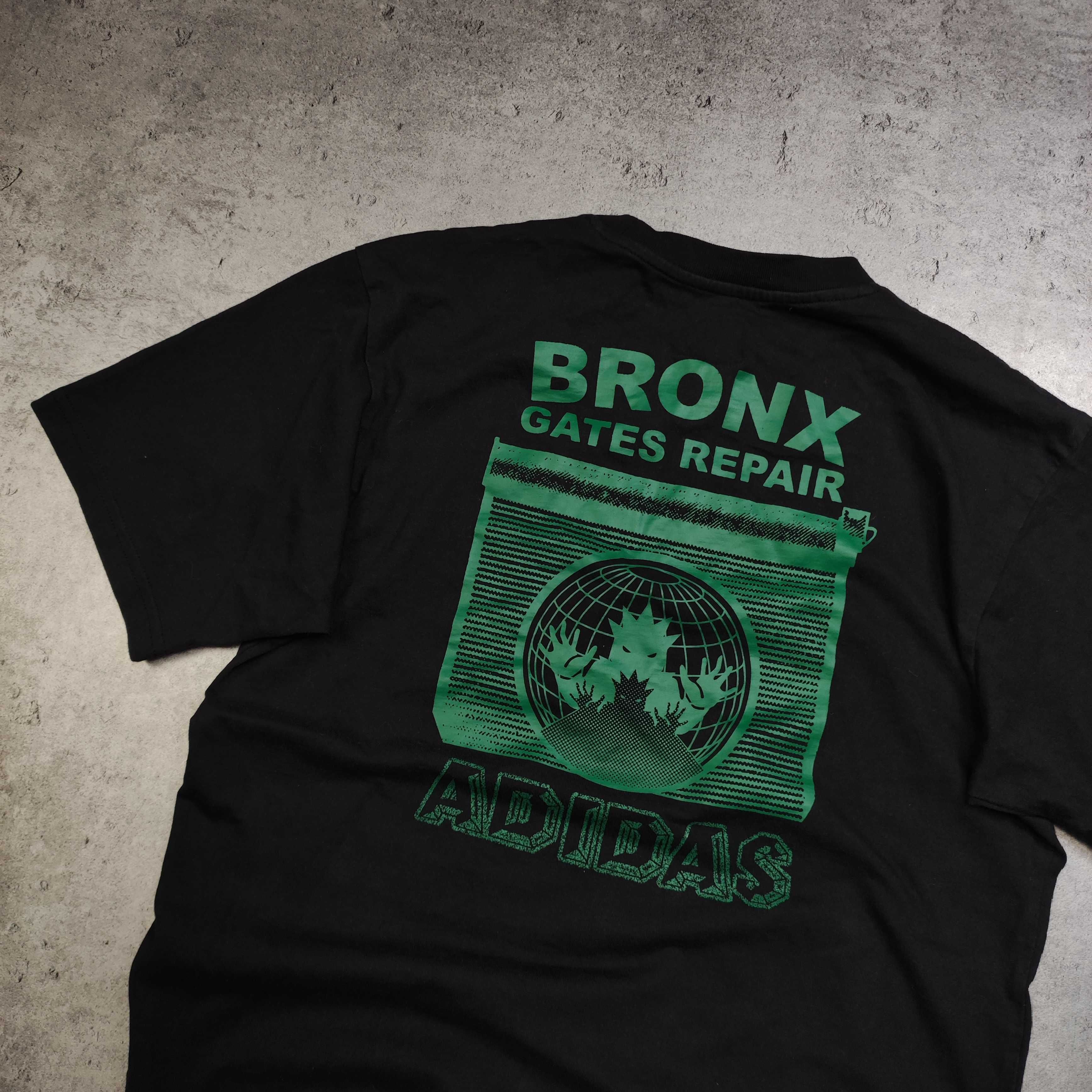 MĘSKA Koszulka Adidas Czarna Duże Logo Plecy Streetwear Nadruk Bronx