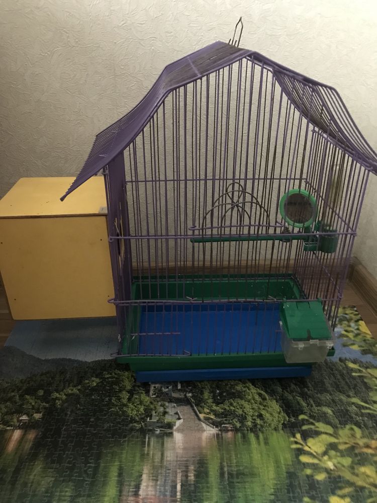 Клітка для папуги хвилястого + будинок( гнездо) для потомства