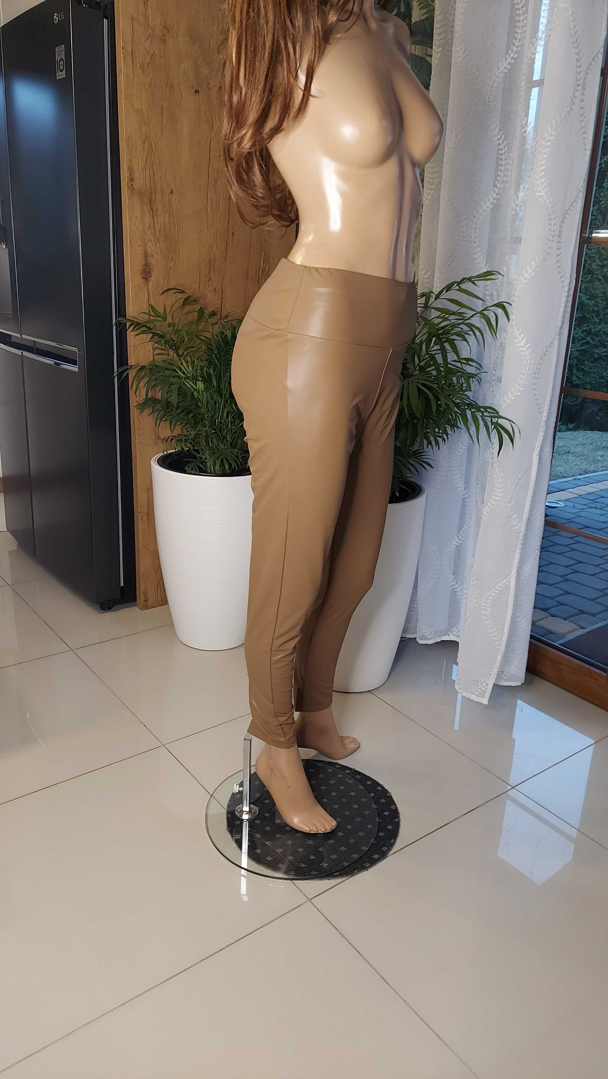 LEGGINSY skórzane, modelujące, WYSOKI STAN, matowe, 5XL/6XL