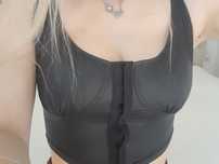 Skórzany woskowany crop top zatrzaski sexy gorset xs s