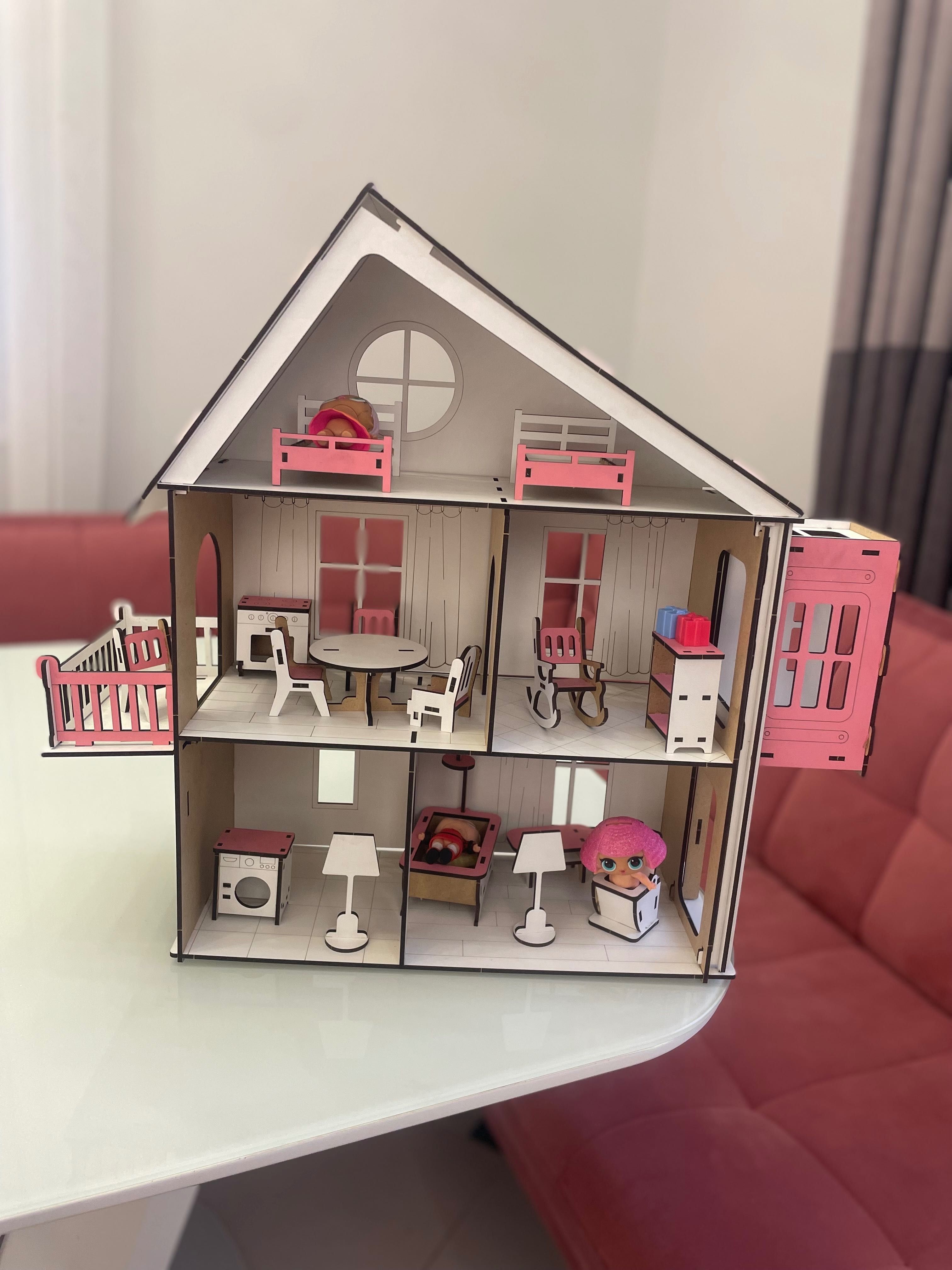 Ігровий будиночок для ляльок з меблями дитячий ляльковий будинок 3D