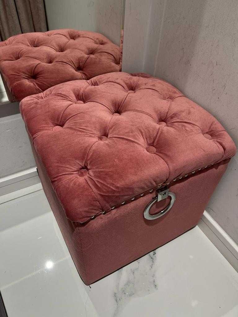 pufka GLAMOUR nowa pudrowy róż fiolet  okucia srebrne
