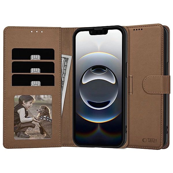 Tech-Protect Wallet Iphone 16E Brown