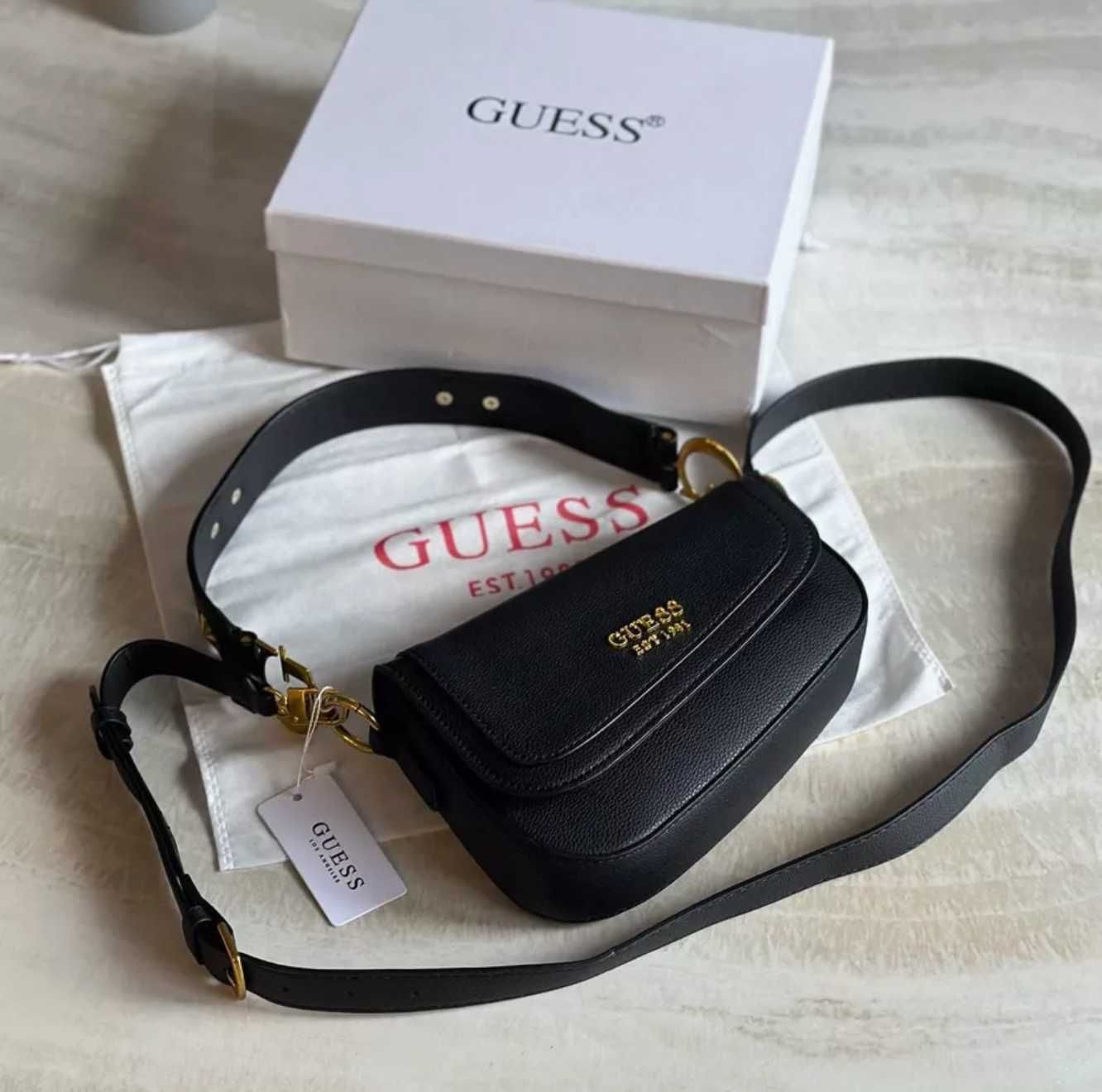 НОВИНКА Женская сумка Guess седло черного цвета геес