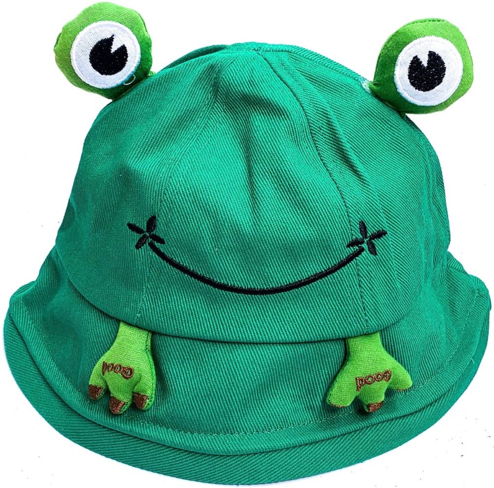 Czapka bucket hat zielona żabka z oczami żaba kapelusz z oczami