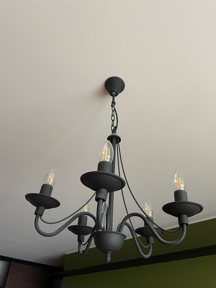 Żyrandol Lampa wisząca czarna rustykalna boho industrialna