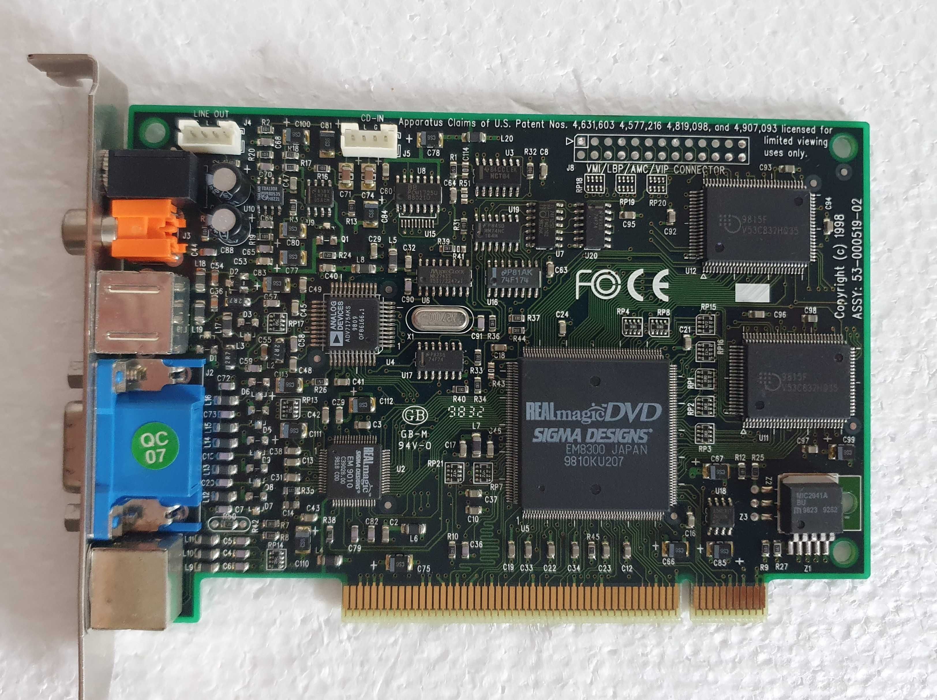 Placa TV/mpeg/dvd Sigma Designs Real Magic DVD EM8300