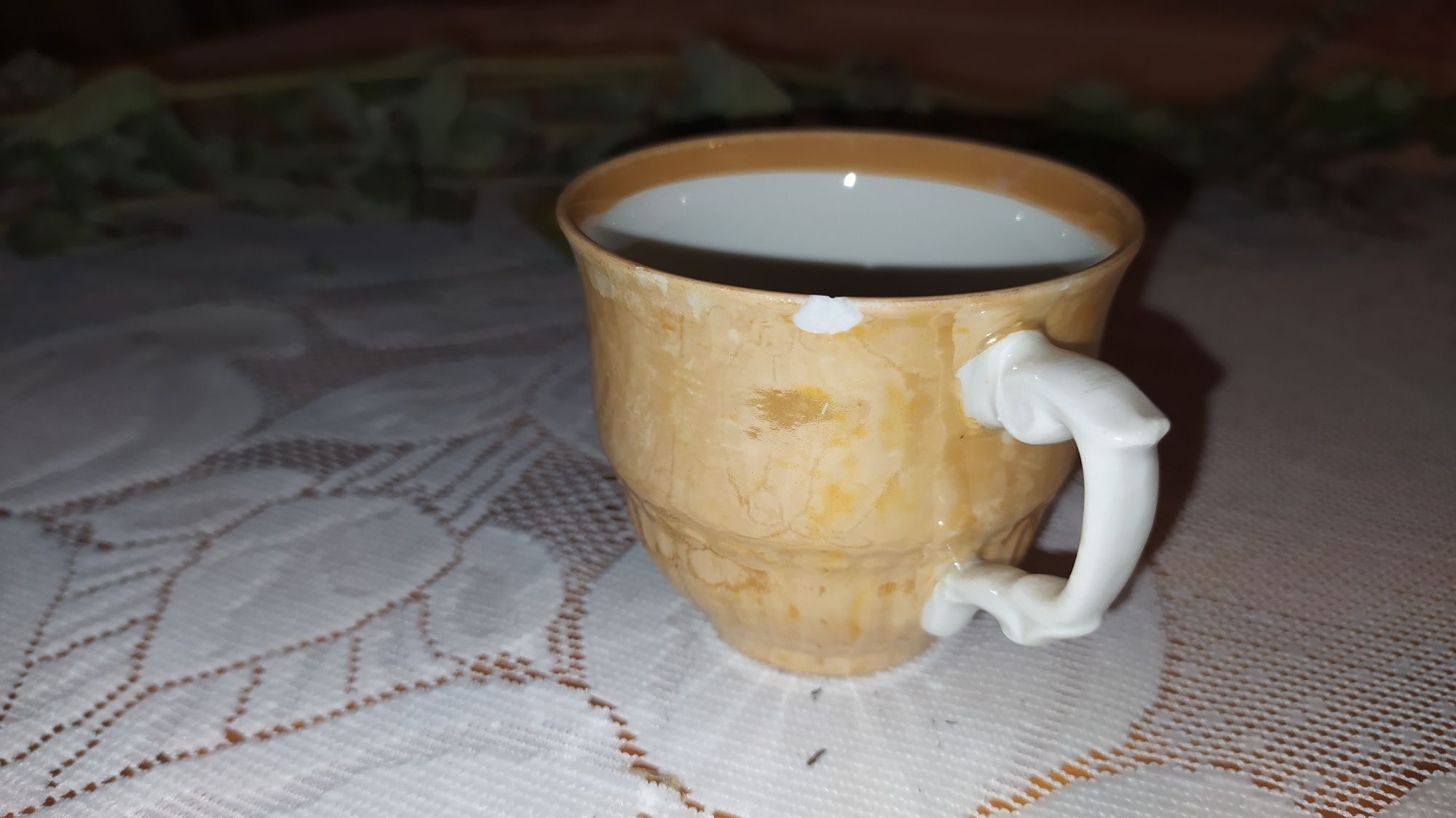 Miodowy zestaw kawowy Porcelana Włocławek 12 osób, 27 elementów