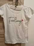 Damska biała bluzka koszulka na krótki rękaw t-shirt z napisem Feeling