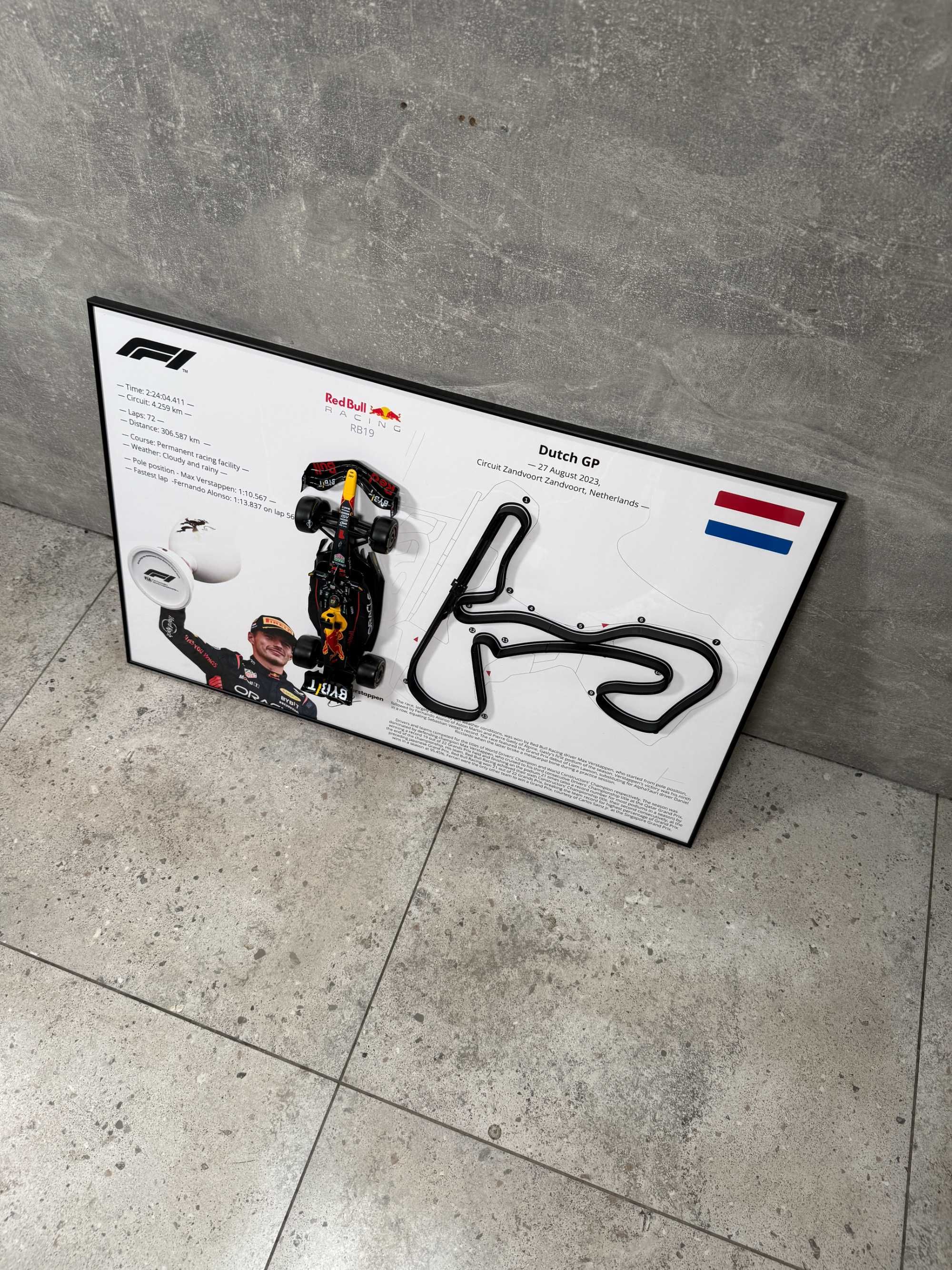 Картина 80х50см + Bburago Red Bull RB19 1:18 3D Dutch GP №1 Verstappen