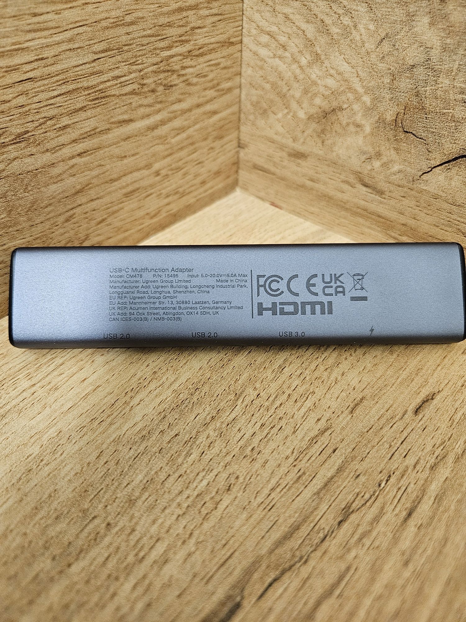 Концентратор 5 in 1 UGREEN CM478 HUB для MacBook Pro Air USB 3.0,