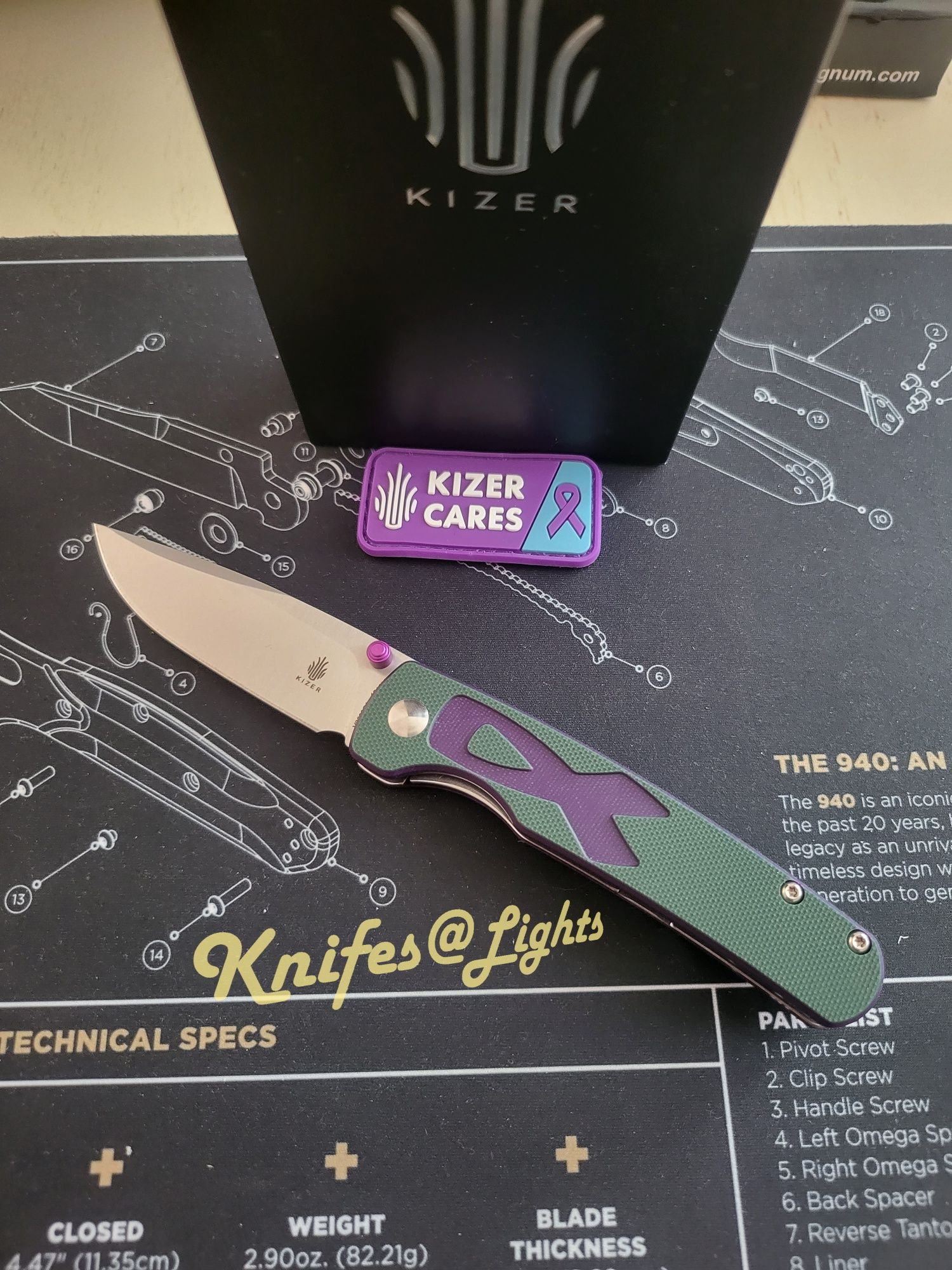 Kizer Fighter purple-green G10, 154CM, EDC  ніж