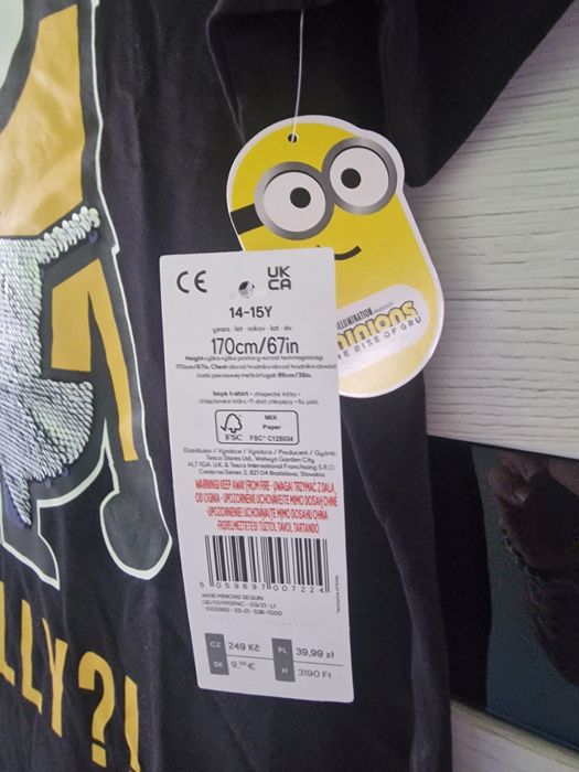 Koszulka t-shirt młodzieżowy cekiny Minionki 170 cm 14-15 lat nowa