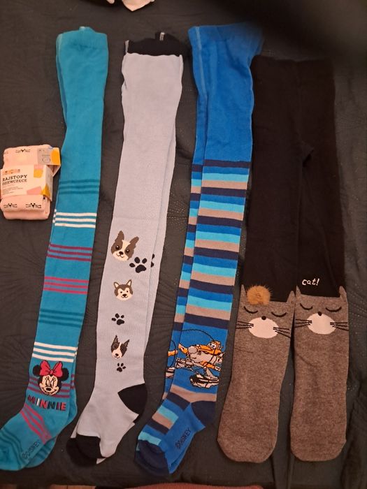 Dziewięć par nowych rajstopek rozmiar 122 dla dziewczynki