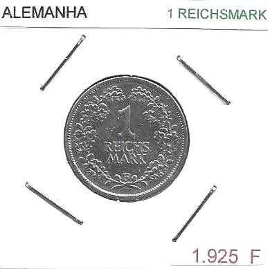 Alemanha  - - - 1 Reichsmark - 1925-F  - - - Moeda de Prata