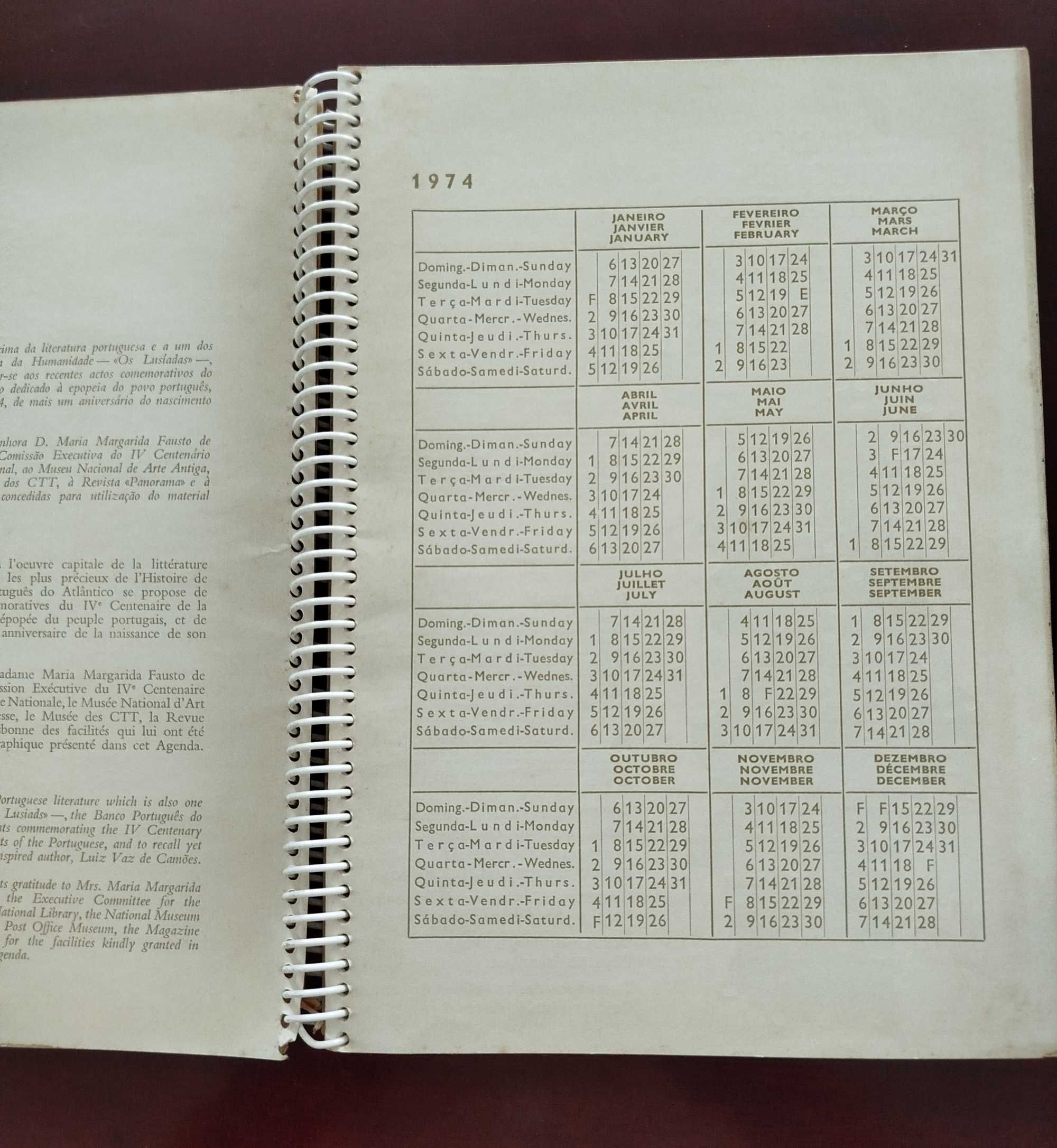 Agenda Antiga de 1974 "Banco Português do Atlântico"