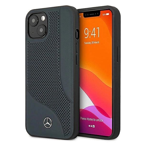 Etui Mercedes Leather Perforated Area na iPhone 13 mini - granatowe