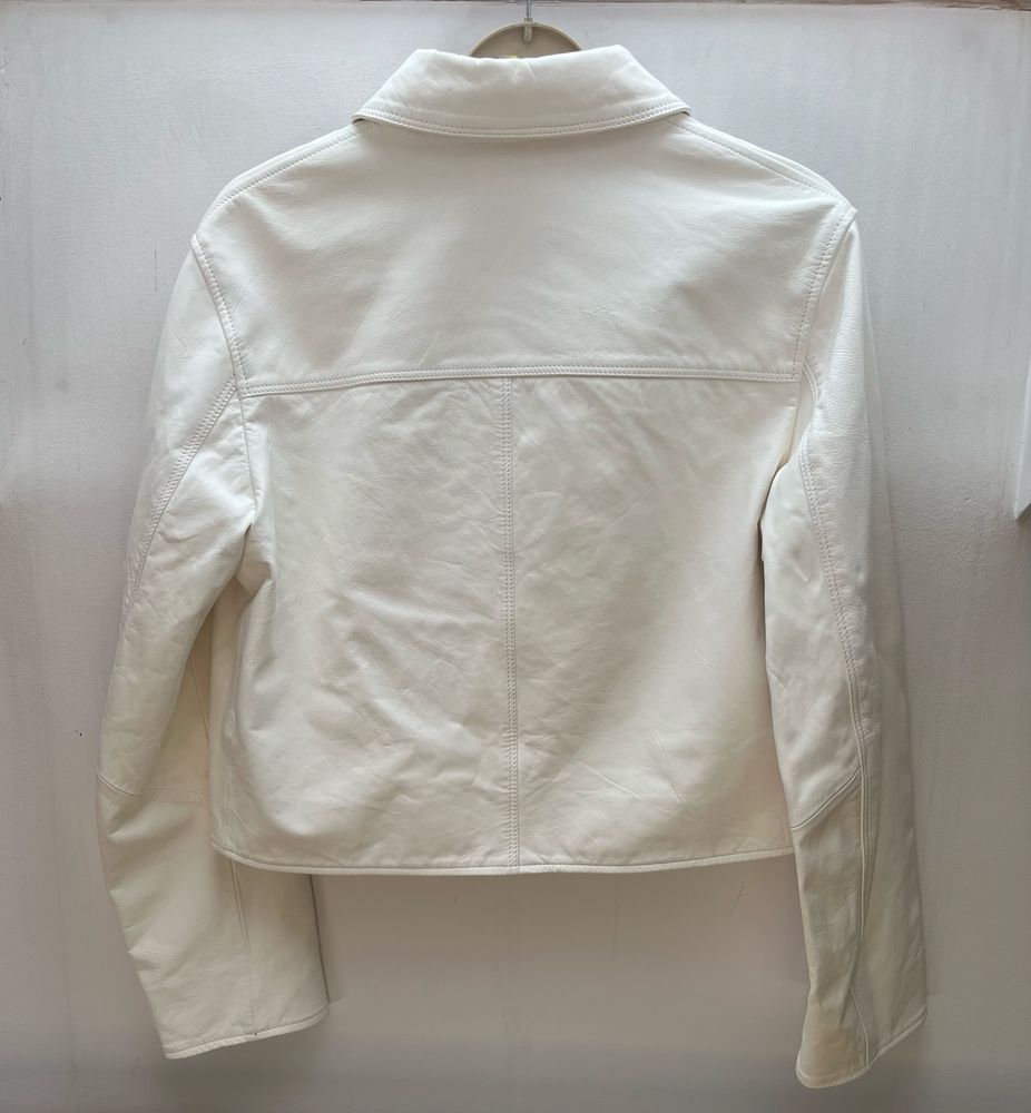 Biała kurtka ze skóry Nappa Massimo Dutti r.XS