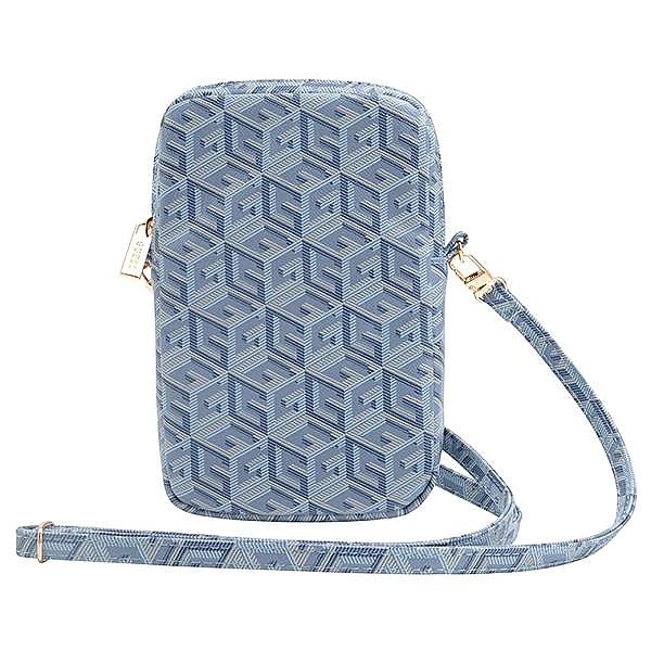Torebka Guess Zip GCube Bottom Stripe na telefon - niebieska