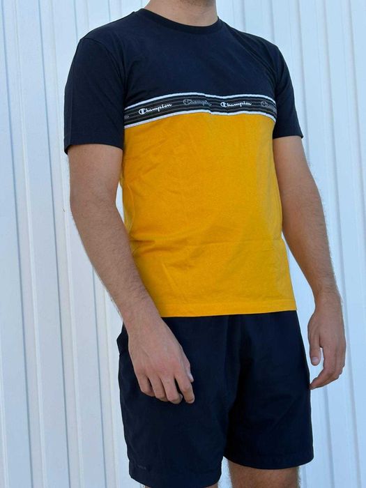 T-shirt Champion Original M | Azul Marinho & Amarelo Mostarda |