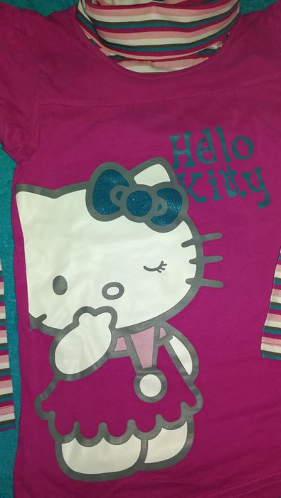 MIMOSAS l 2 Blusas Hello Kitty + Boneca Sfera Manga comprida 6-8Anos