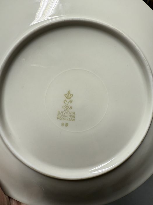 Trio porcelanowe Elfeinbein Bavaria herbata kawa bordo złote śniadanie