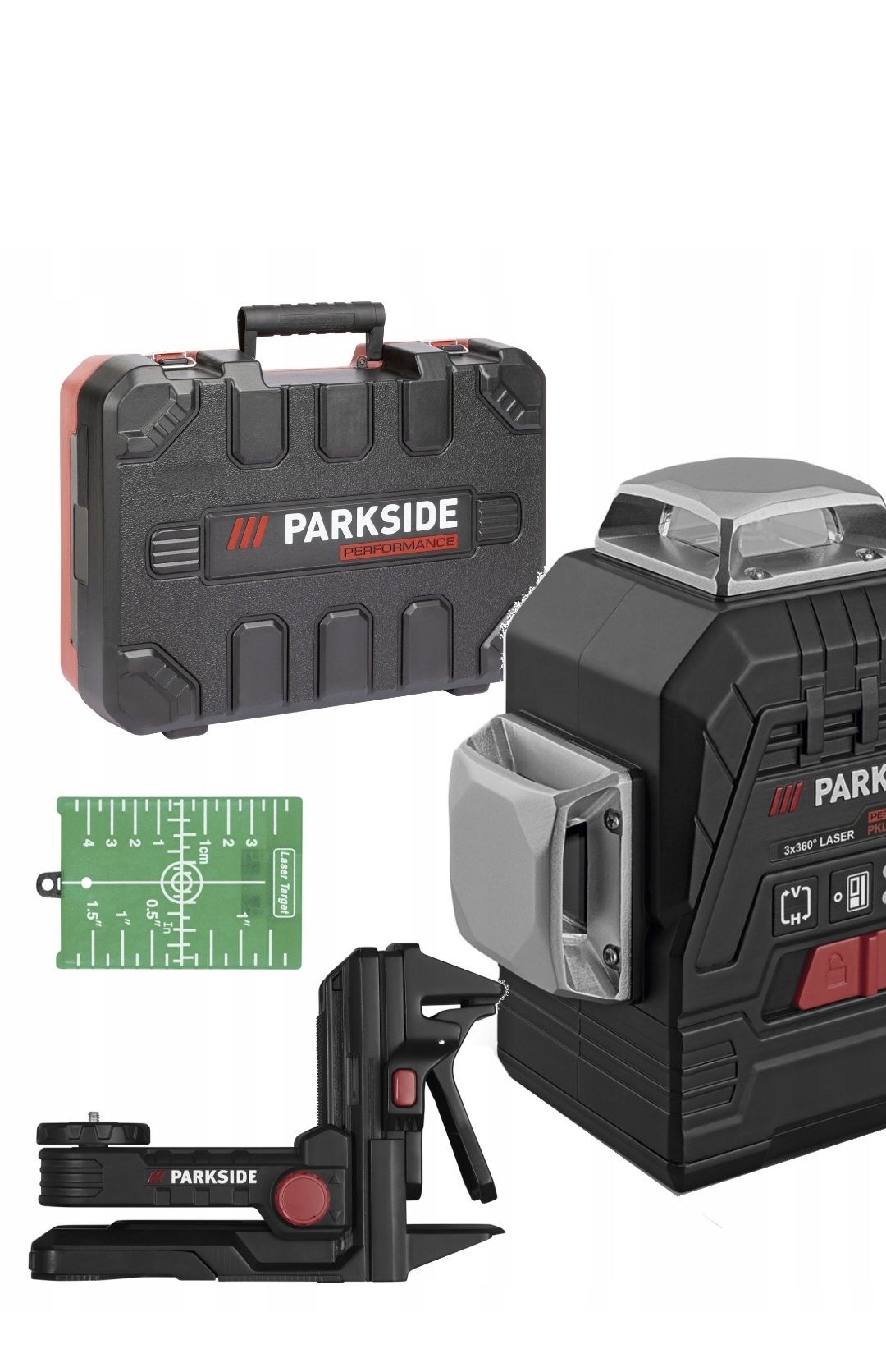 Nível laser de linha cruzada recarregável 20V parkside performance