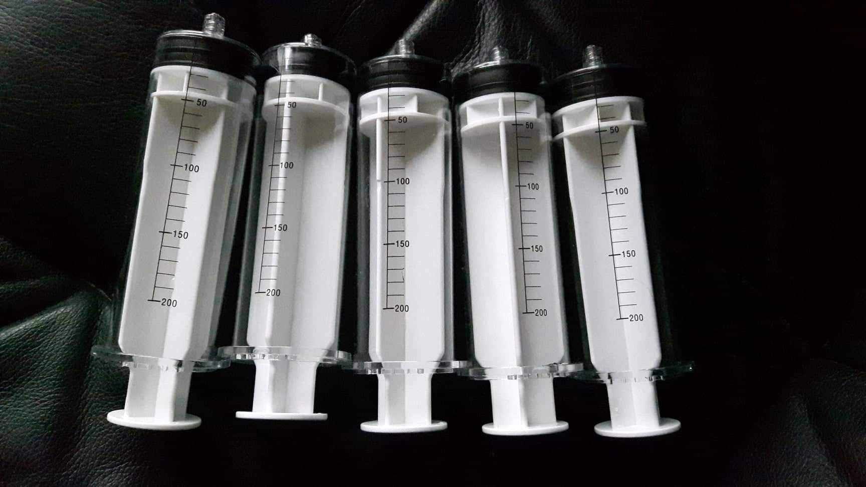 5 x 200 ml  10 x100 strzykawka strzykawki wężyk gratis