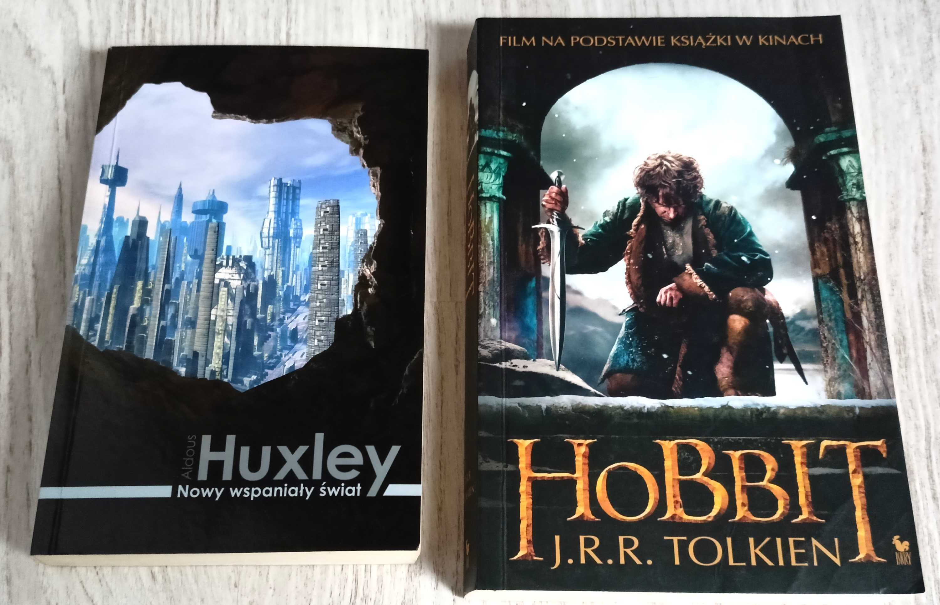 2x J.R.R. Tolkien Hobbit + Aldous Huxley Nowy wspaniały świat   BDB