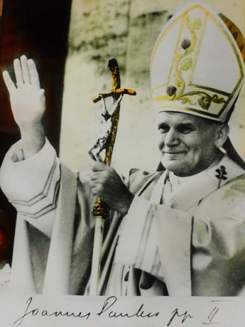 Stary obraz religijny święty Jan Paweł II papież Karol Wojtyła PRL