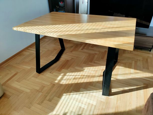 Stół Dębowy na metalowych nogach 12 Lite drewnianu