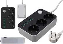 Listwa Zasilająca Przedłużacz 6 USB 3 Gniazda